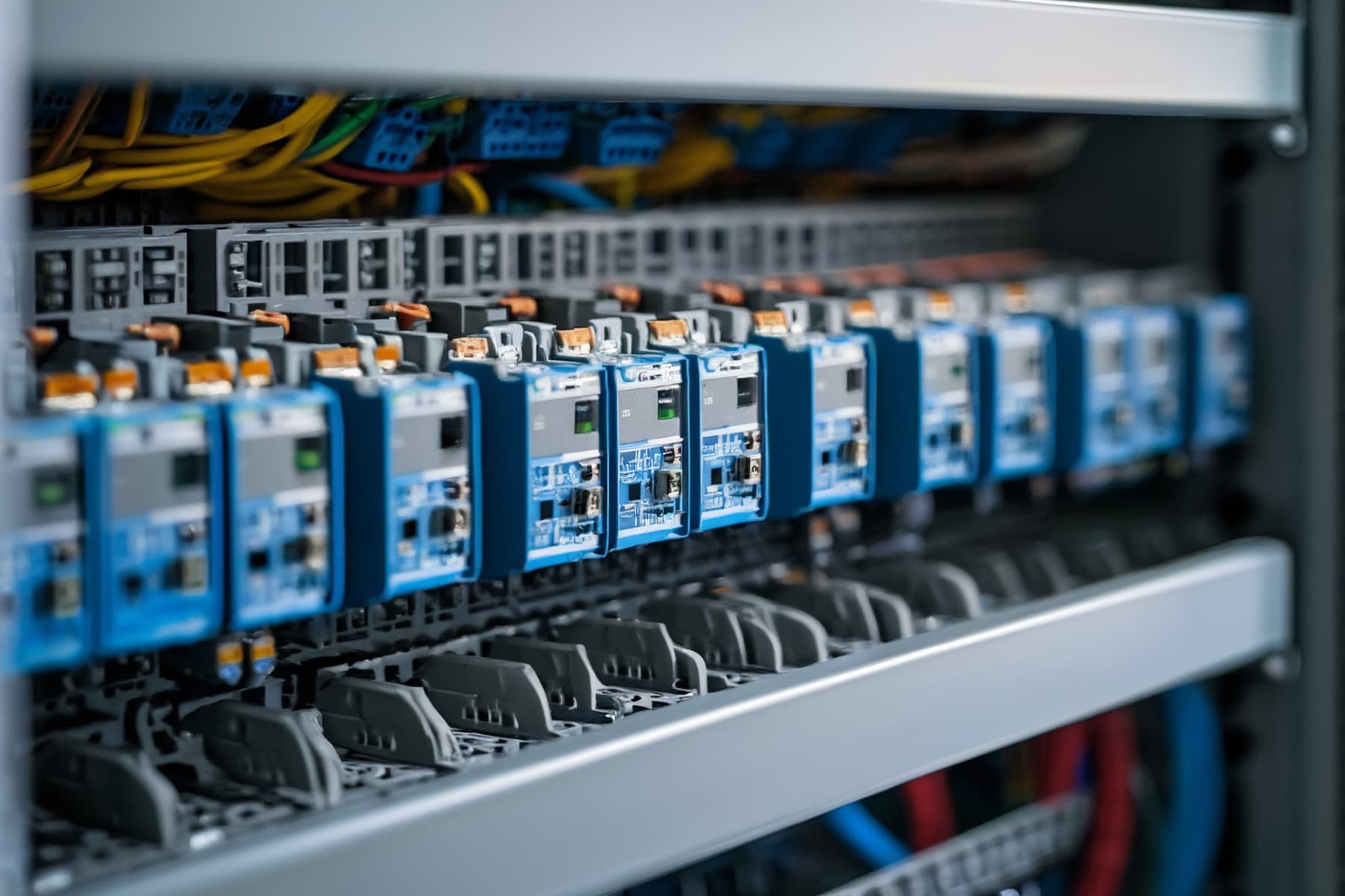 Apparatskåp med PLC-moduler, plintar och kabeldragning